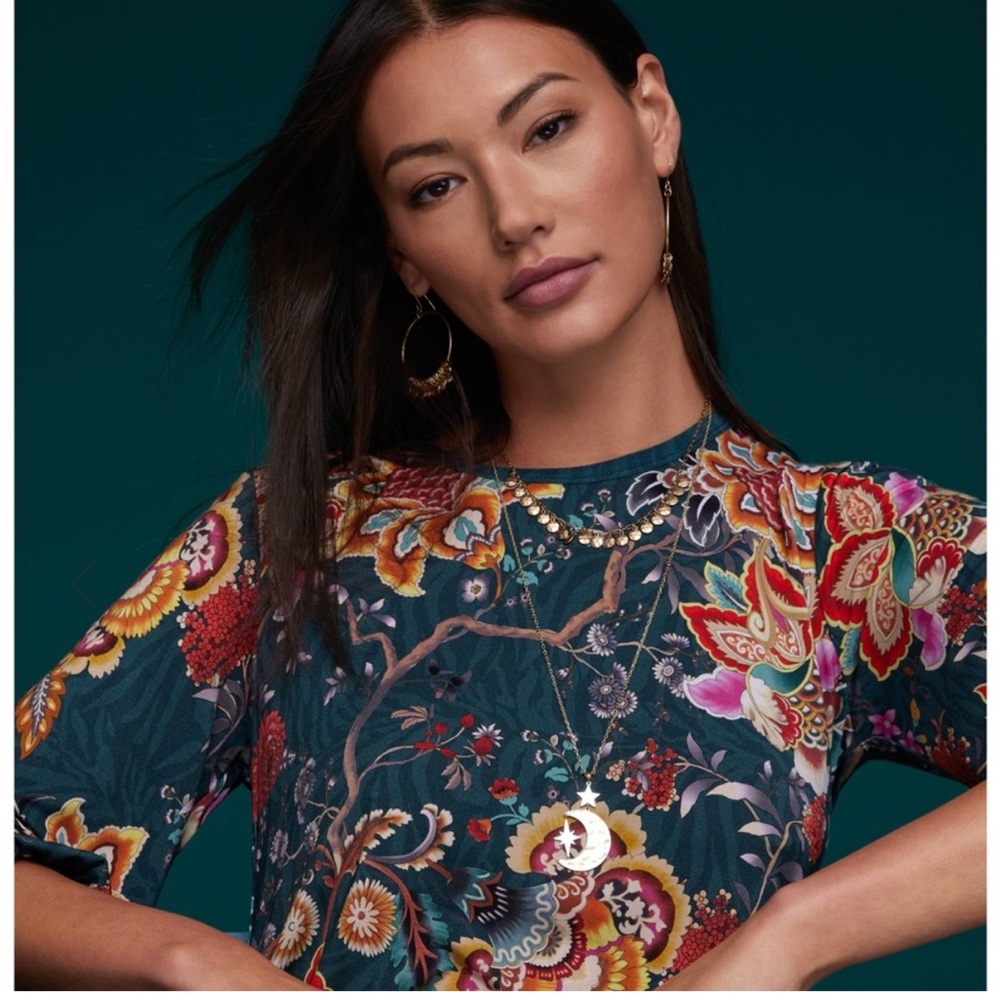 Johnny Was buy the Janie puff sleeve boho floral knit tee L
